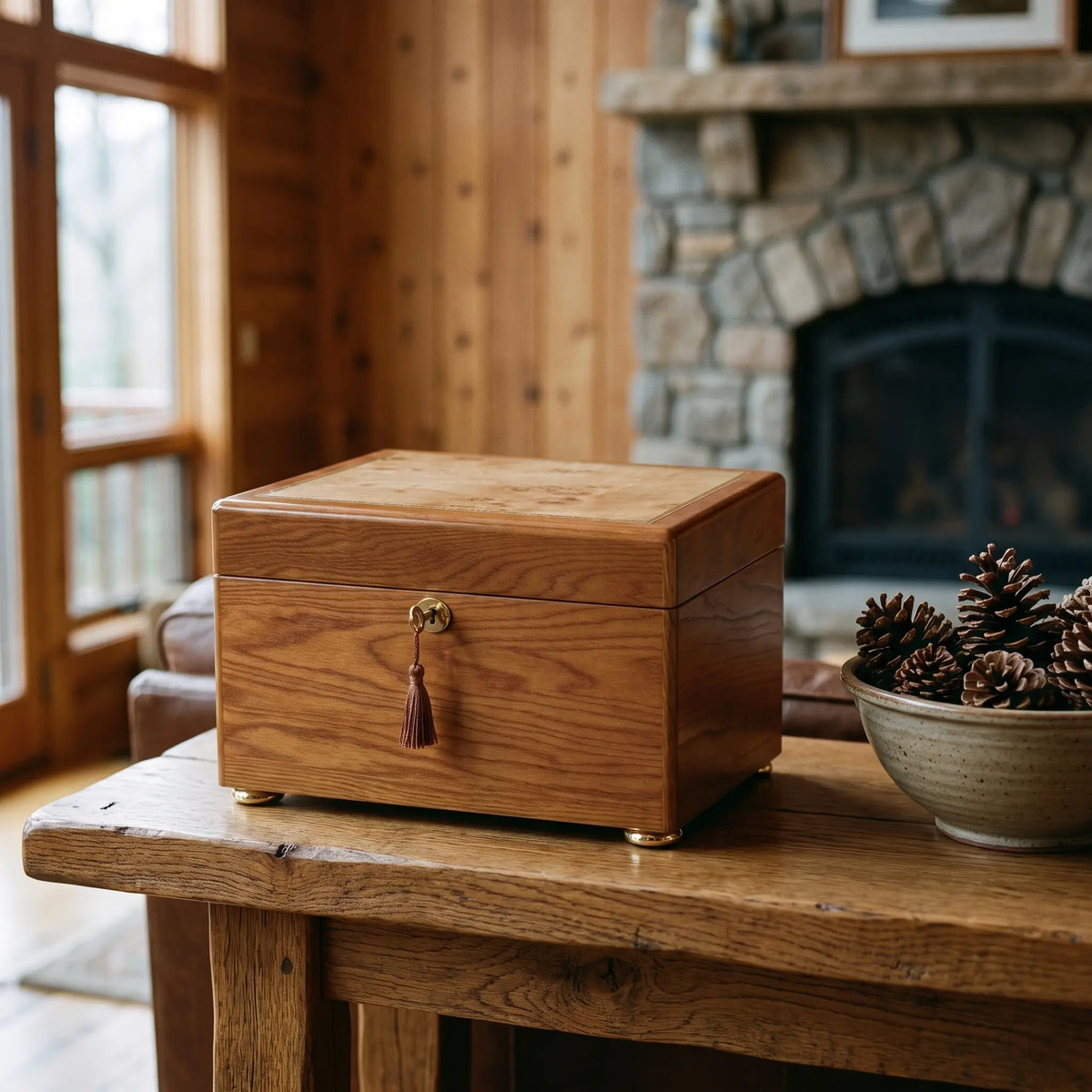 Reflections III Adult Urn Chest - shown in a home
