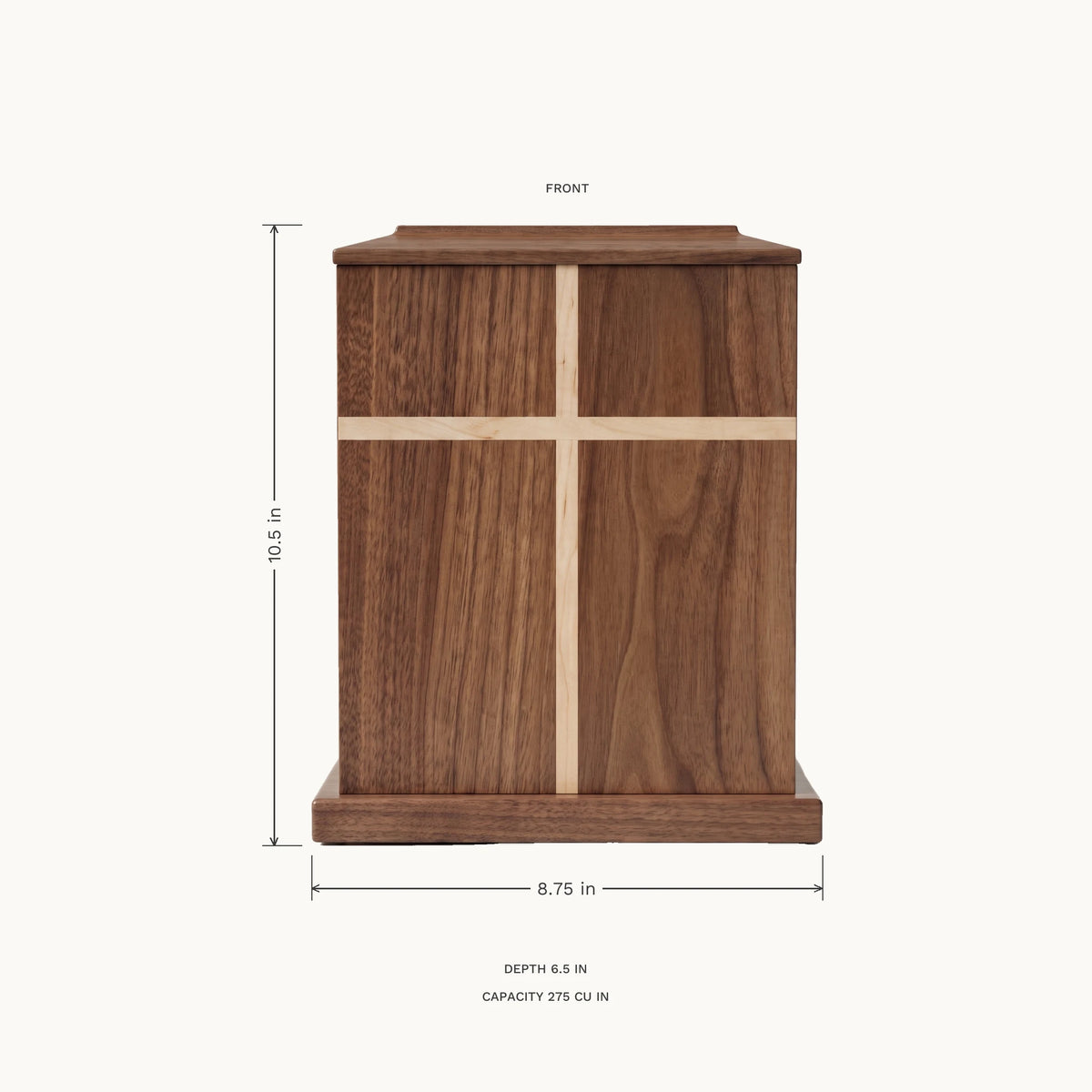 Covenant II Walnut Urn - dimensions