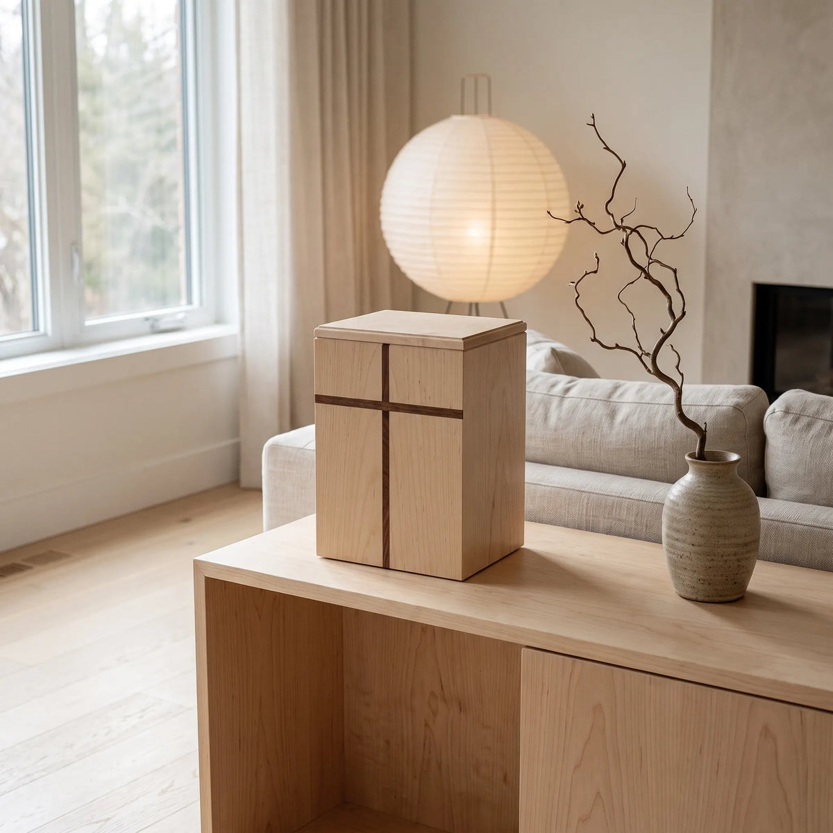 Covenant III Maple Urn - shown in a home