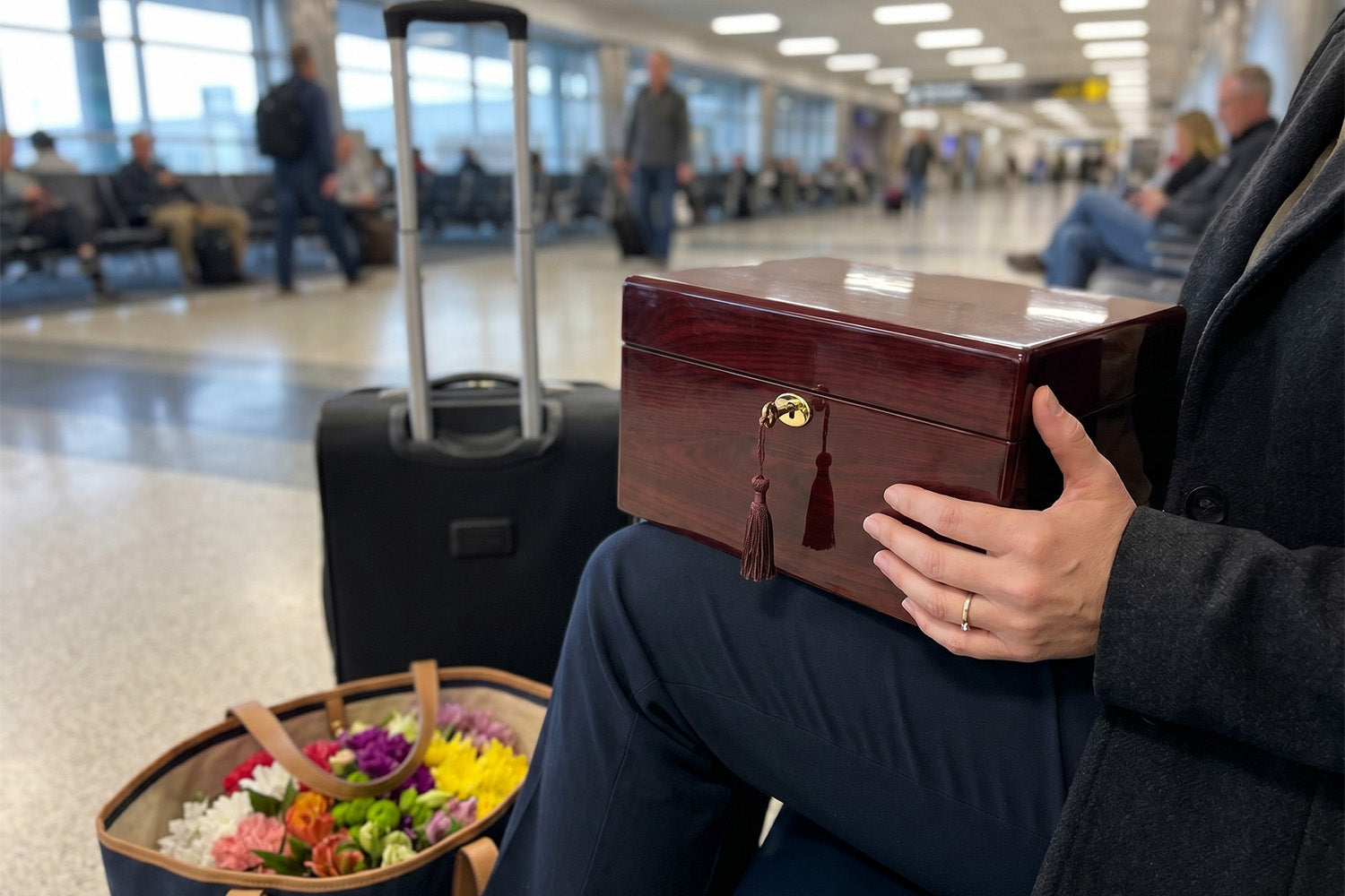 urn chest in an airport