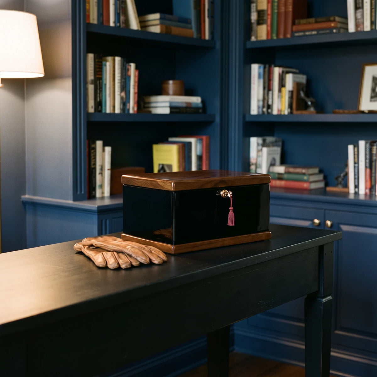 Courage Adult Urn Chest - shown in a home