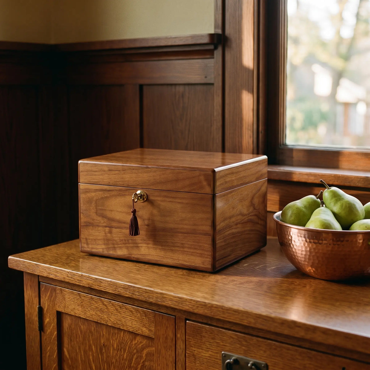 Devotion IV Adult Urn Chest - shown in a home