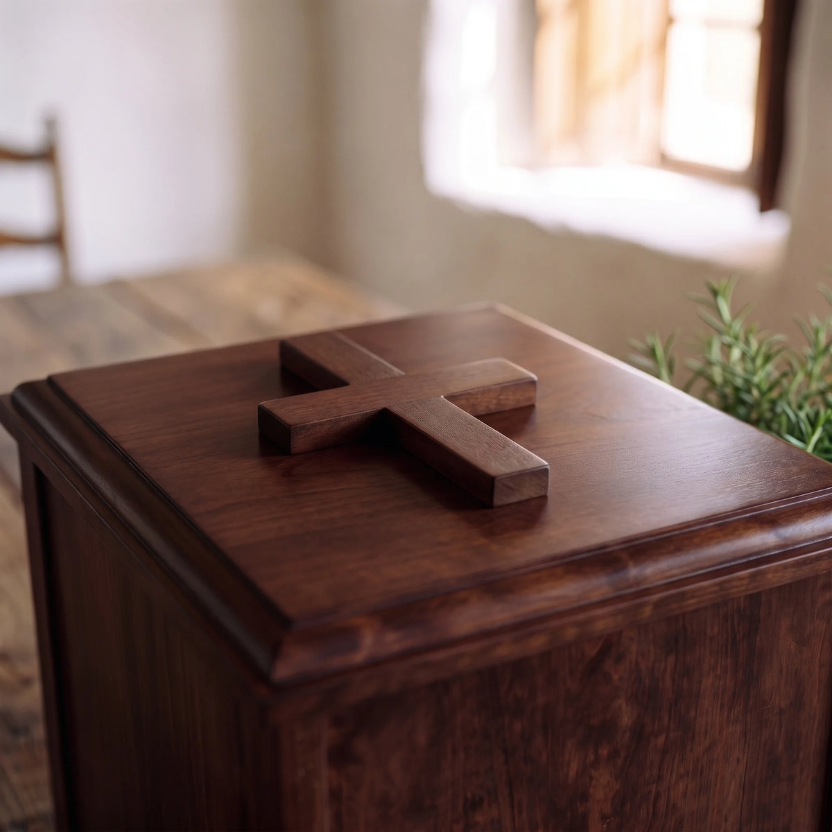 Faith Adult Urn Chest - close-up detail
