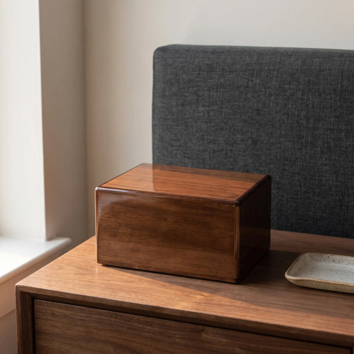 Cherish III Adult Urn Chest - shown in a home