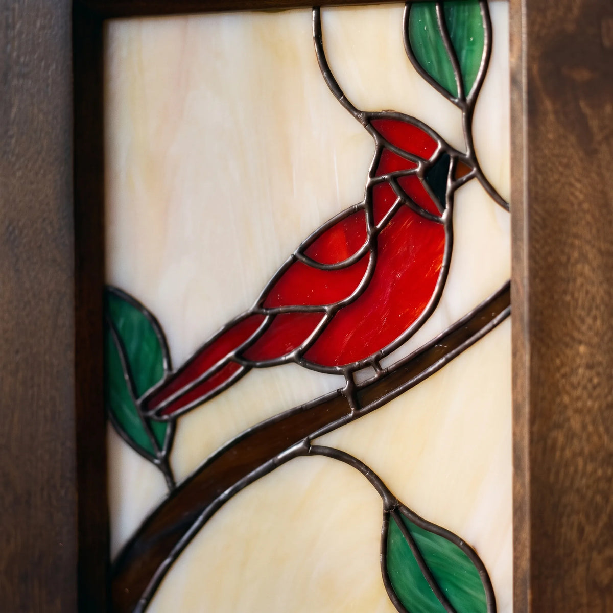 Stained Glass Adult Urn - Cardinal - close-up detail