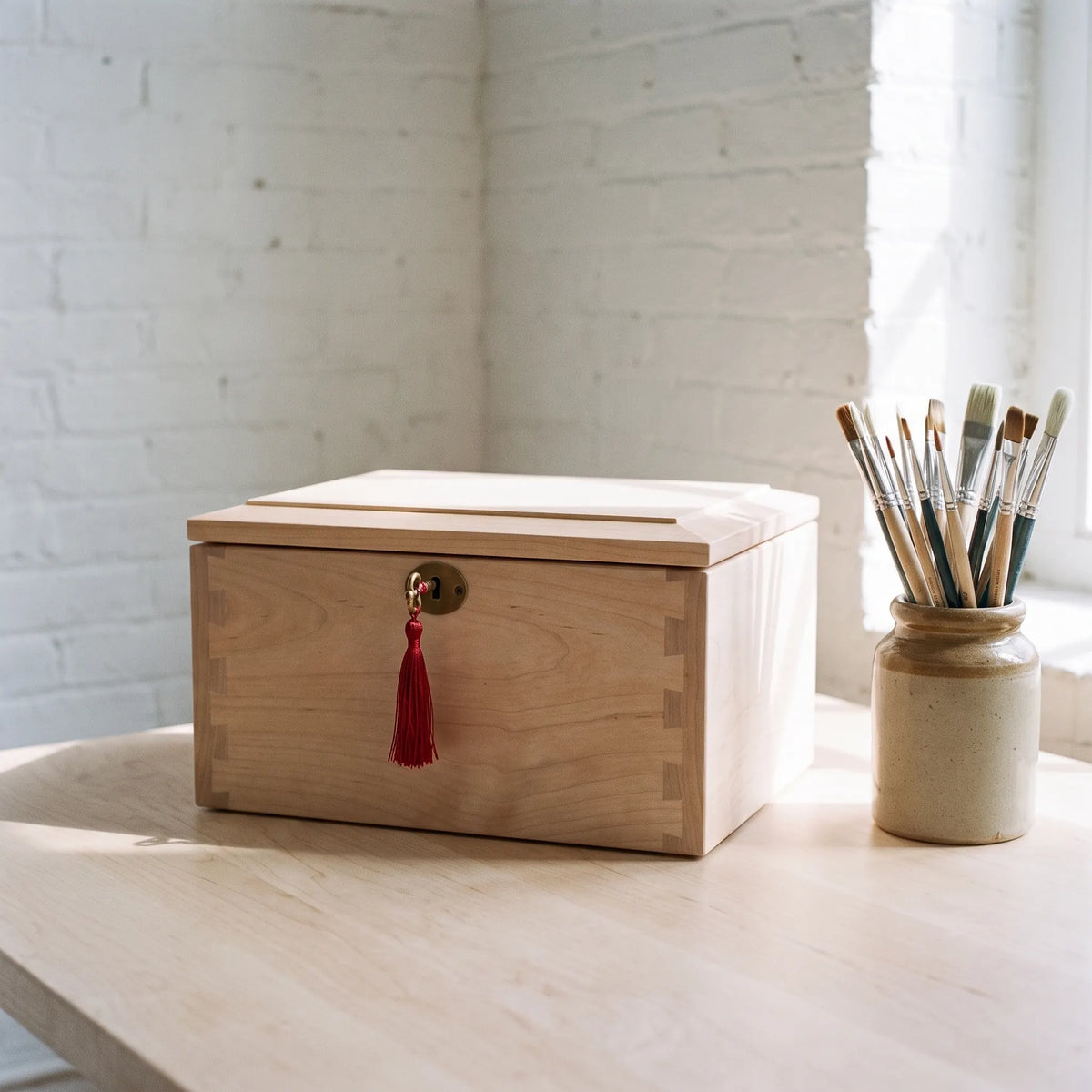 Radiance Maple Urn Chest - shown in a home