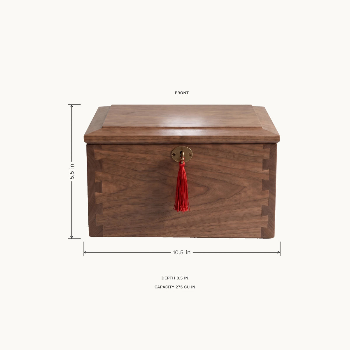 Radiance III Walnut Urn Chest - dimensions